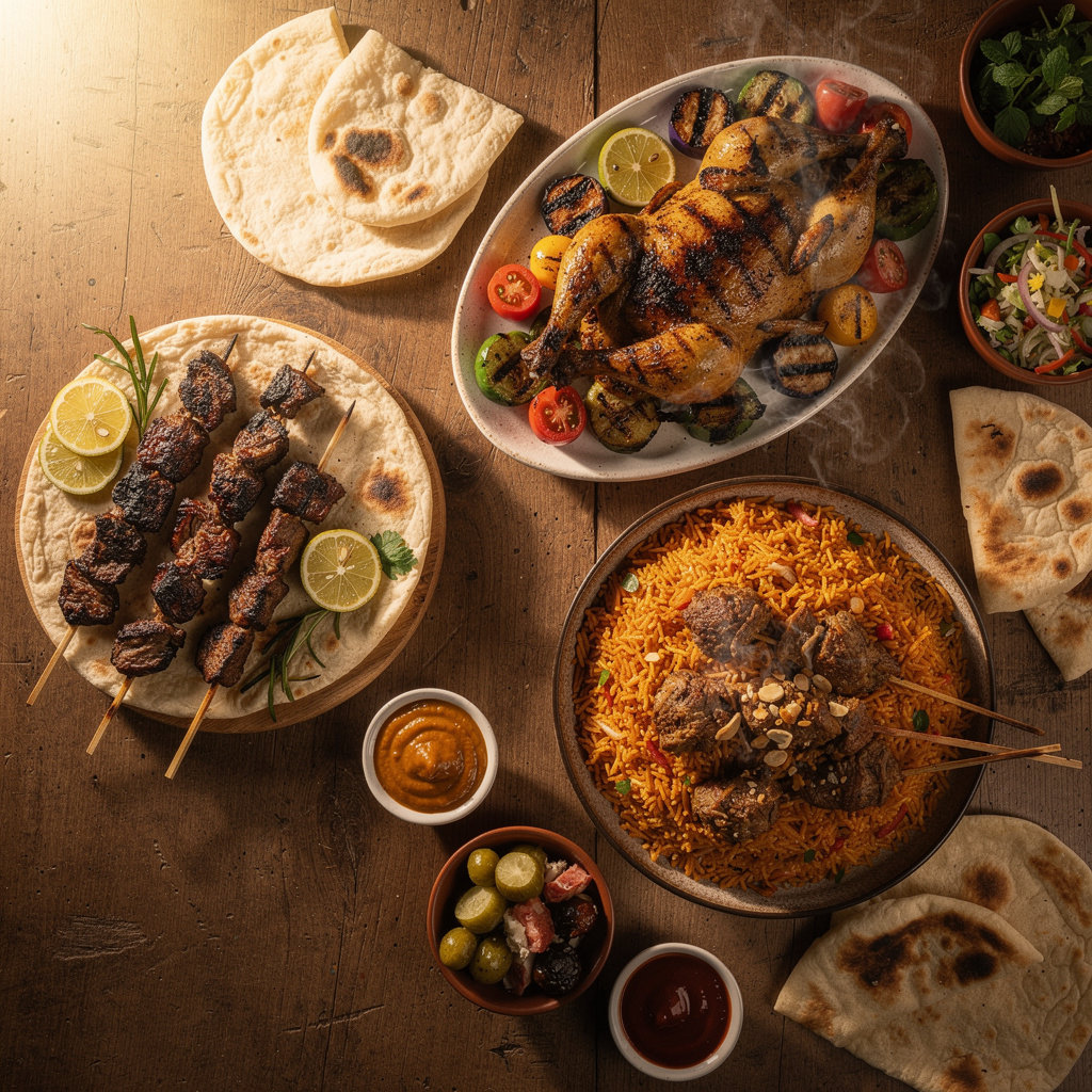 مطعم جمرة الرياض - أطباق مشوية على الفحم وأوصال طازة وكبسة شعبية سعودية